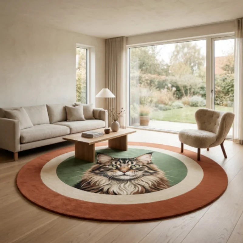 Calico Cat Custom Rug in Scandinavian Hallway