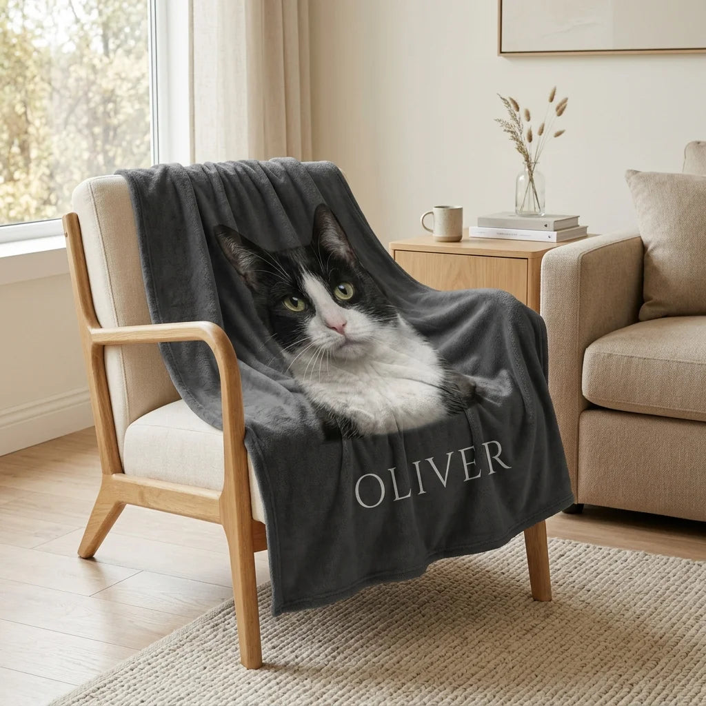 Custom Pet Photo Fleece Blanket | Personalized Dog & Cat Blanket |CasaFurever