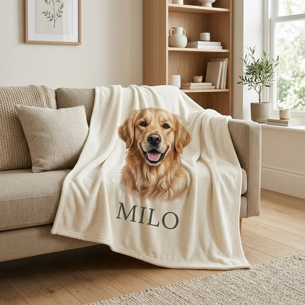 Custom Pet Photo Fleece Blanket | Personalized Dog & Cat Blanket |CasaFurever