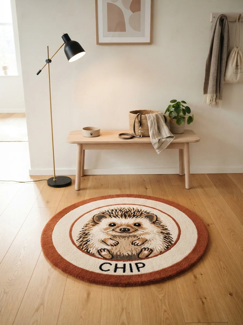 Hedgehog Portrait Custom Rug