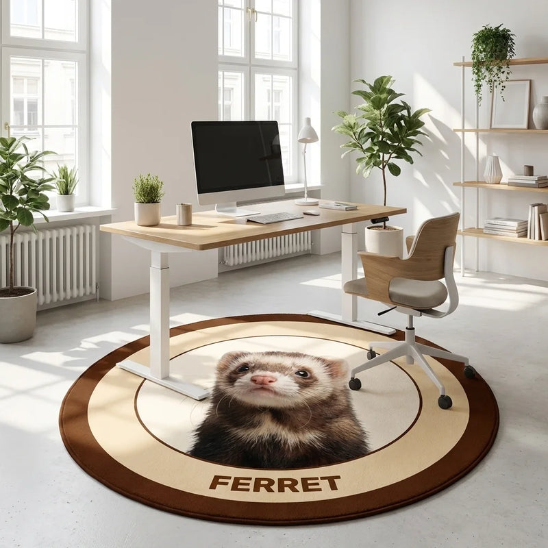 Custom Ferret Rug in Scandinavian Home Office