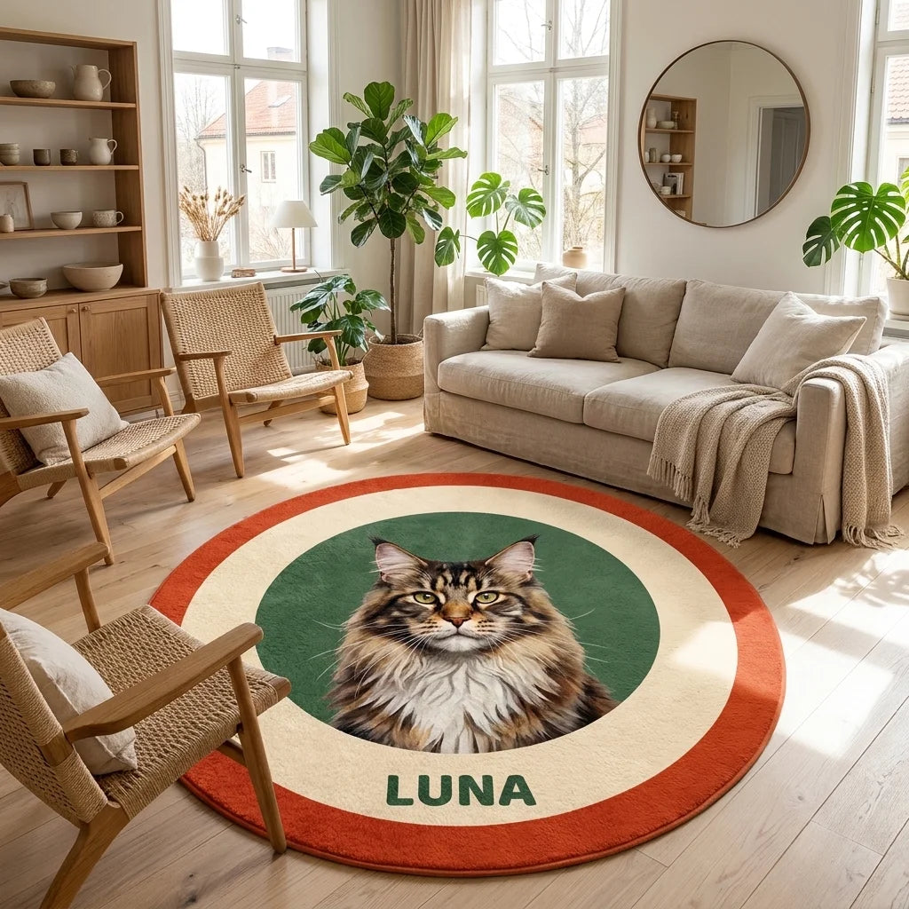 Majestic Maine Coon Cat Custom Rug