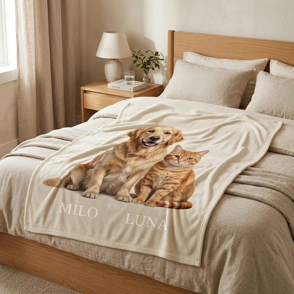 Custom Pet Photo Fleece Blanket | Personalized Dog & Cat Blanket |CasaFurever