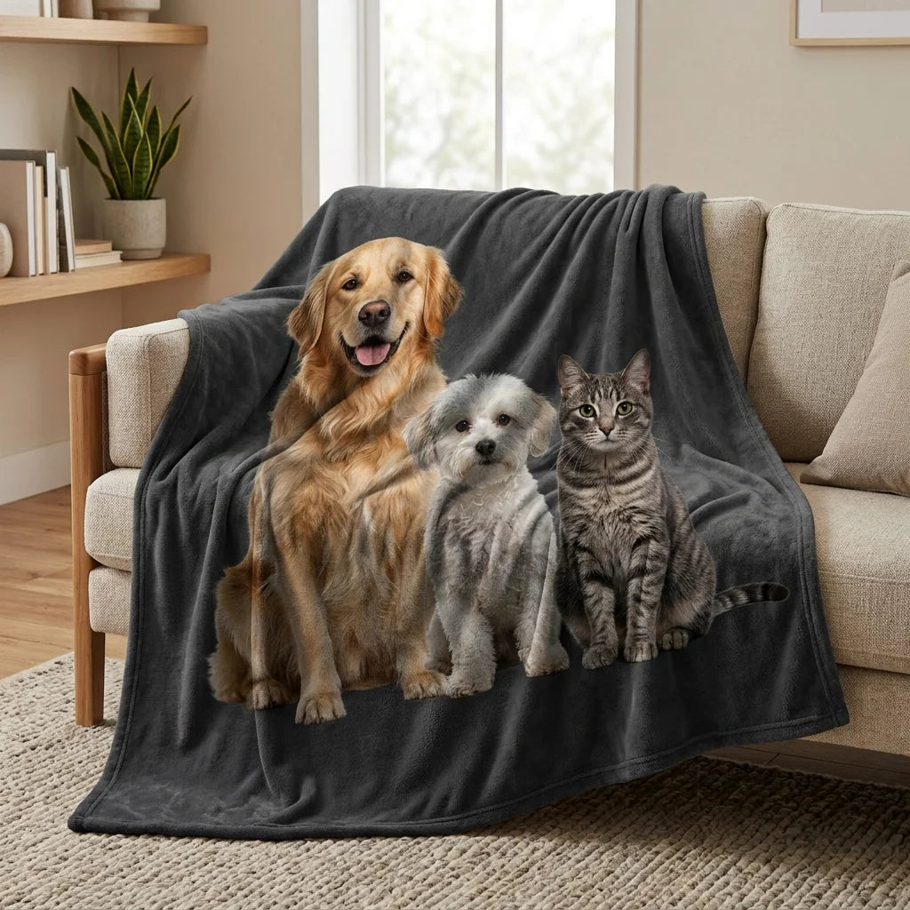 Custom Pet Photo Fleece Blanket | Personalized Dog & Cat Blanket |CasaFurever