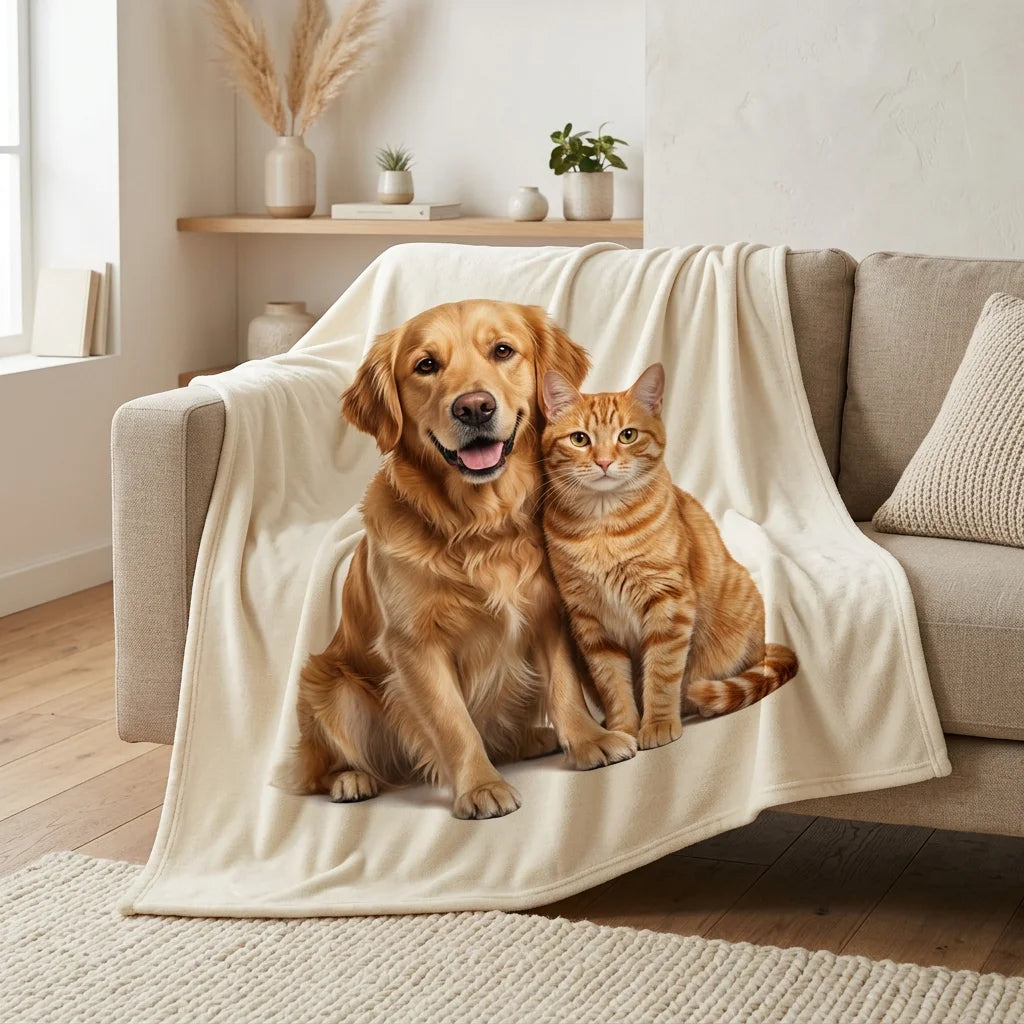Custom Pet Photo Fleece Blanket | Personalized Dog & Cat Blanket |CasaFurever