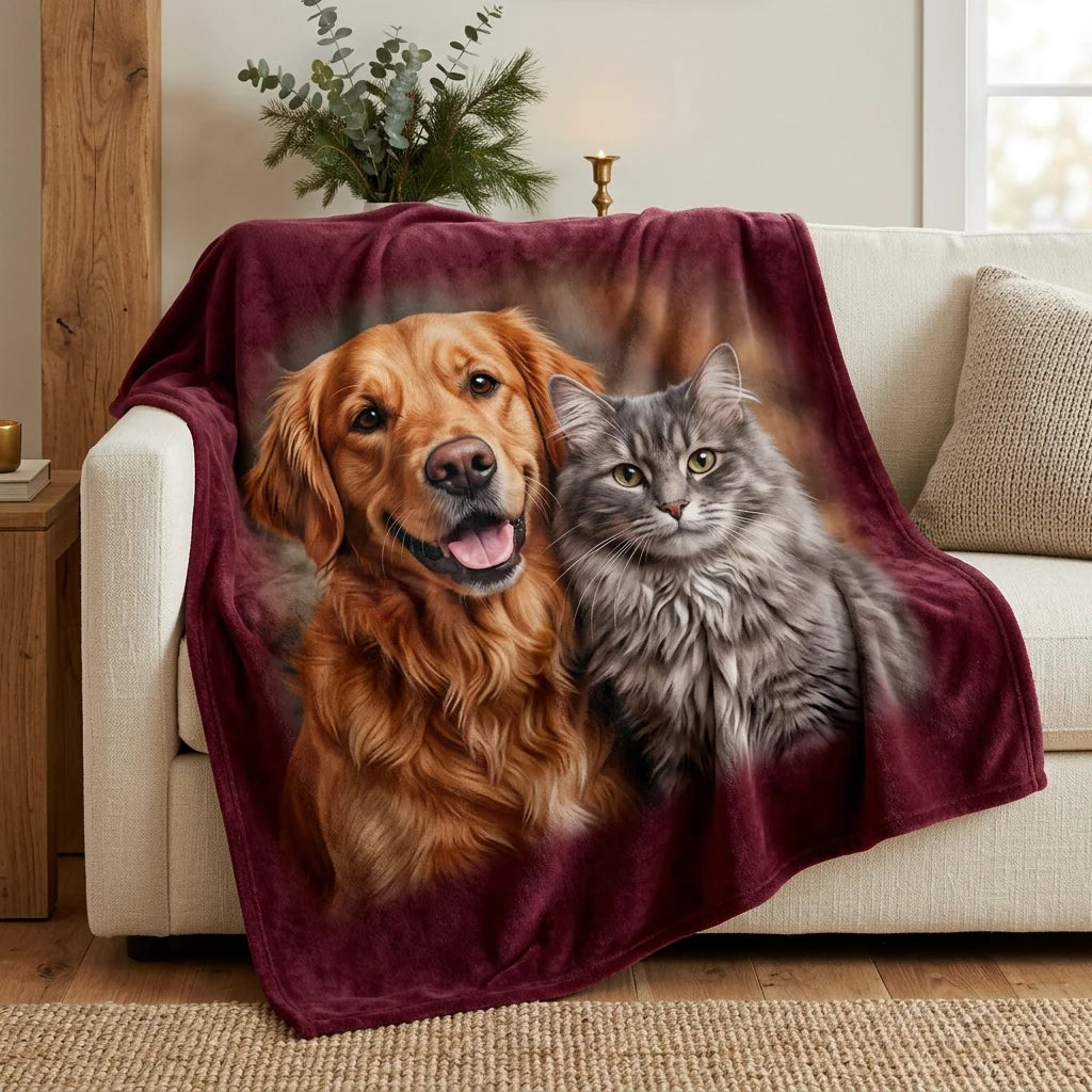 Custom Pet Photo Fleece Blanket | Personalized Dog & Cat Blanket |CasaFurever