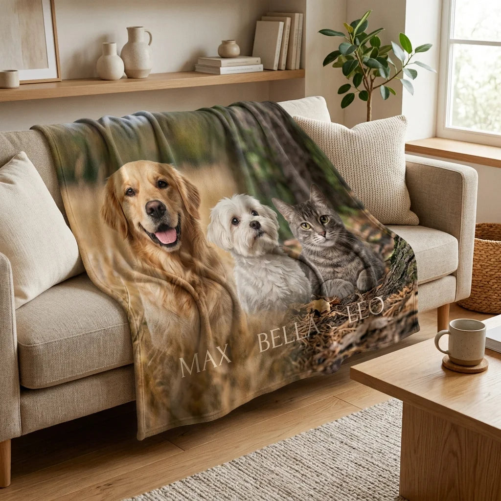 Custom Pet Photo Fleece Blanket | Personalized Dog & Cat Blanket |CasaFurever